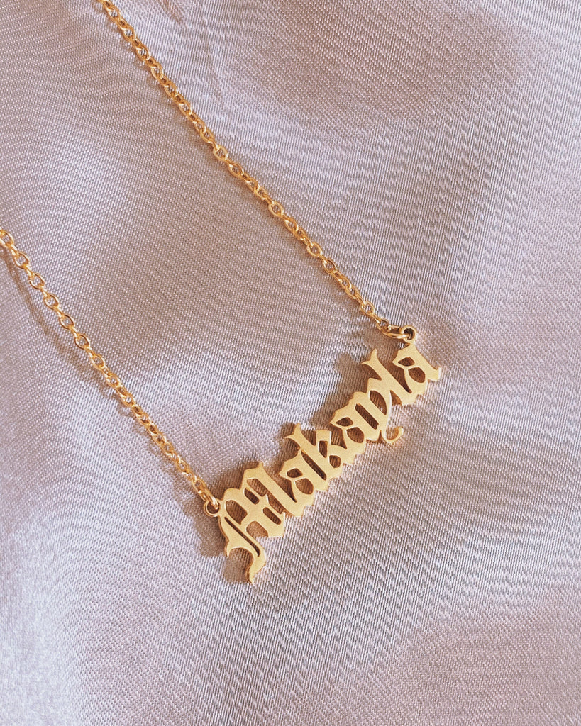 CUSTOM NAME Old English Necklace / Gothic Name Necklace / Gift For Her / Bridesmaid Gift / Custom Necklace / Gold, Silver, Rose
