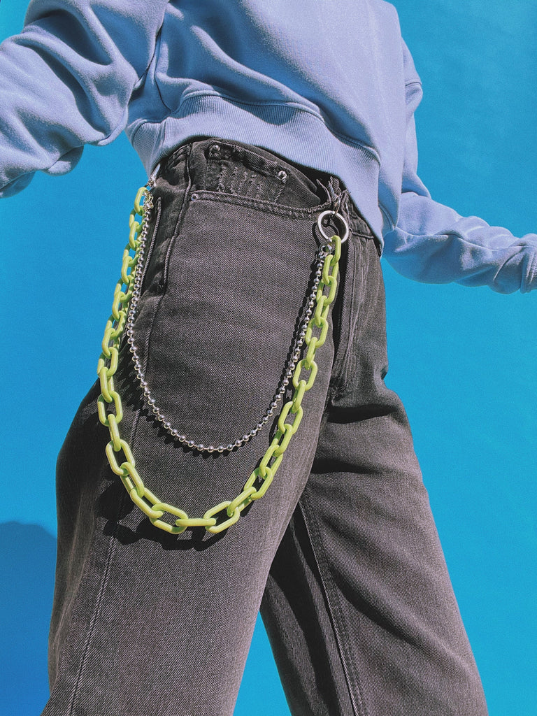 DOUBLE PANT CHAIN / Colored Chain & Ball Chain / Pant Side Chain / Plastic Wallet Chain / Gothic Punk Chain / Goth Punk eGirl eBoy Aesthetic