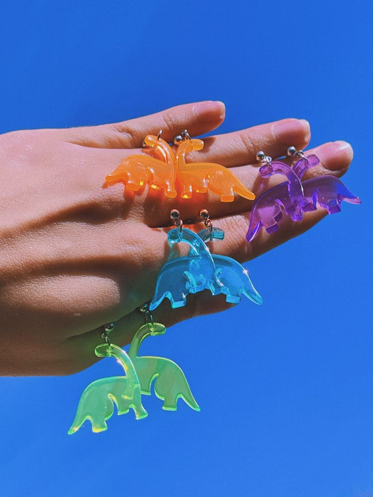 DINO ACRYLIC Cut Earrings Pair / Dinosaur Earrings / Colorful Acrylic Statement Earrings Jewelry / Indie Aesthetic Grunge Goth eGirl eBoy