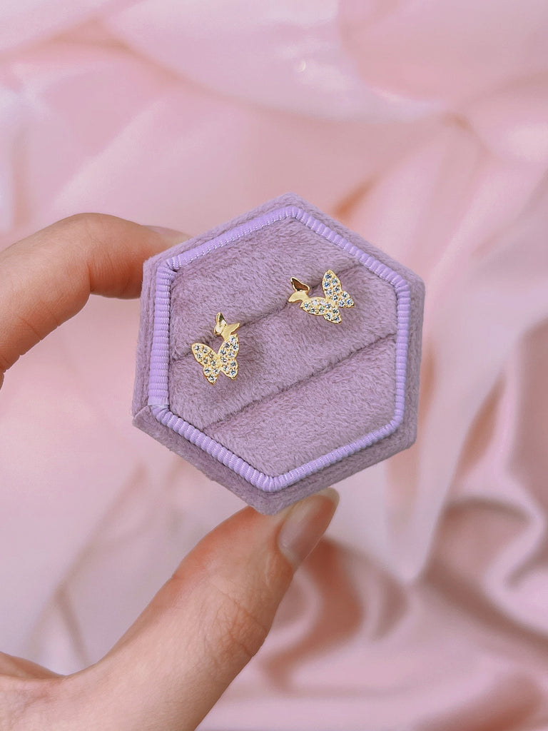 TINY BUTTERFLY STUD Earrings / Sterling Silver 18k Gold / Micro Studs Posts Dainty Minimalist Jewelry / Y2k Aesthetic Gift for Her Friend